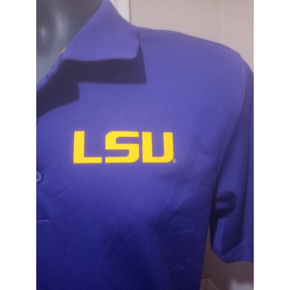 Nike Polo Shirt Mens Small Purple Dri-Fit LSU Tigers NCAA Jersey Athletic Active - Picture 3 of 11